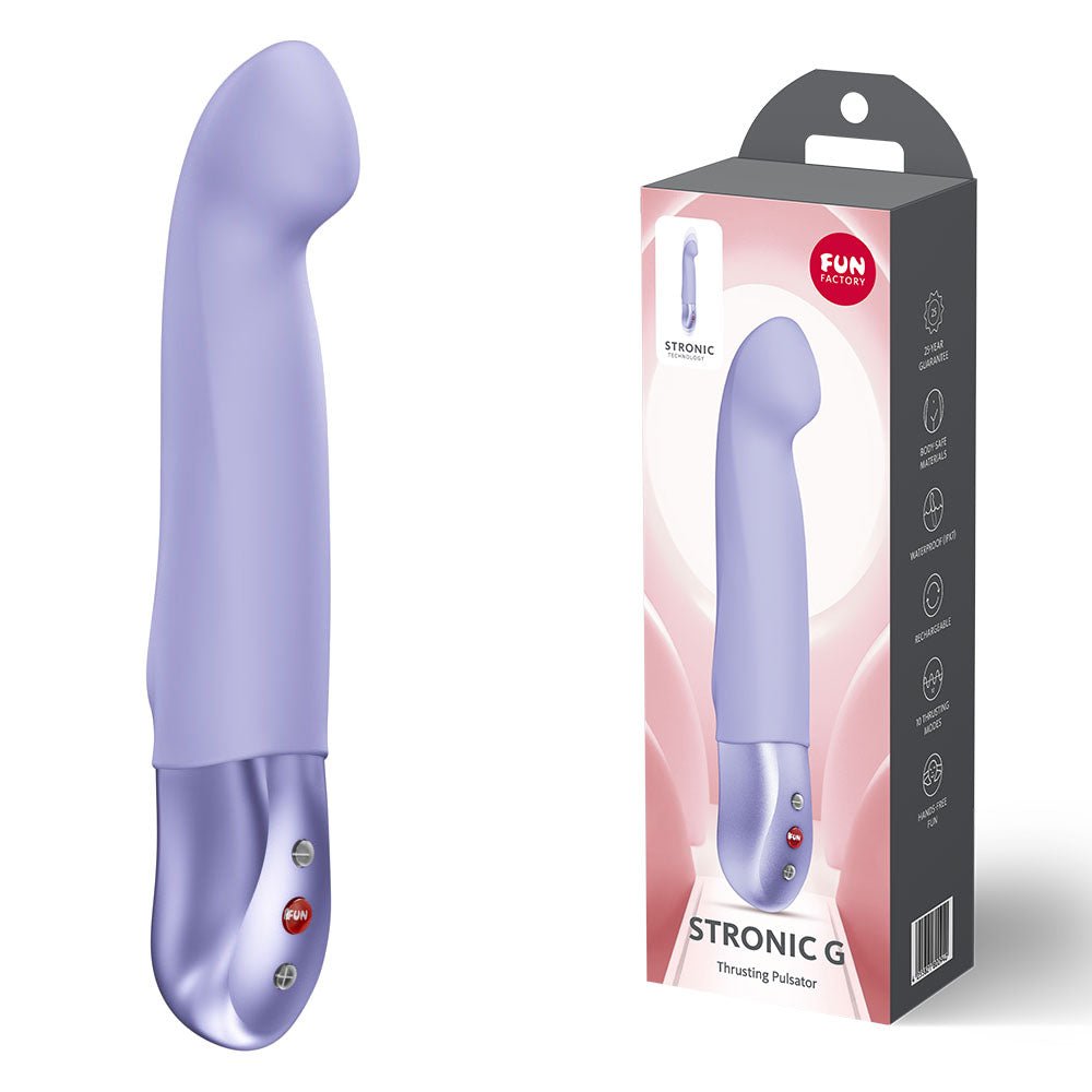 Fun Factory STRONIC G - Purple 20.8 cm USB-C Rechargeable Thrusting Vibrator - Silk and Sin