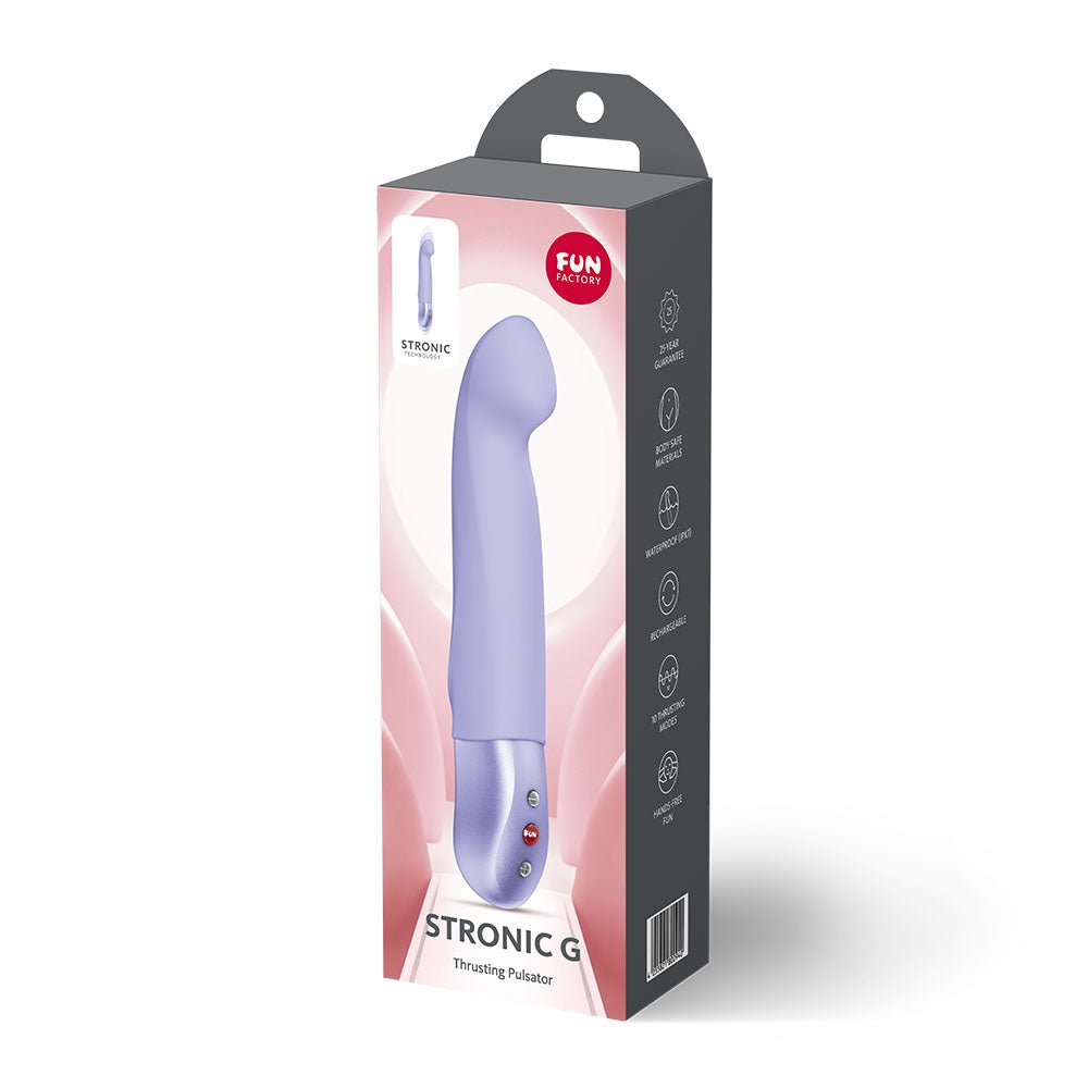 Fun Factory STRONIC G - Purple 20.8 cm USB-C Rechargeable Thrusting Vibrator - Silk and Sin