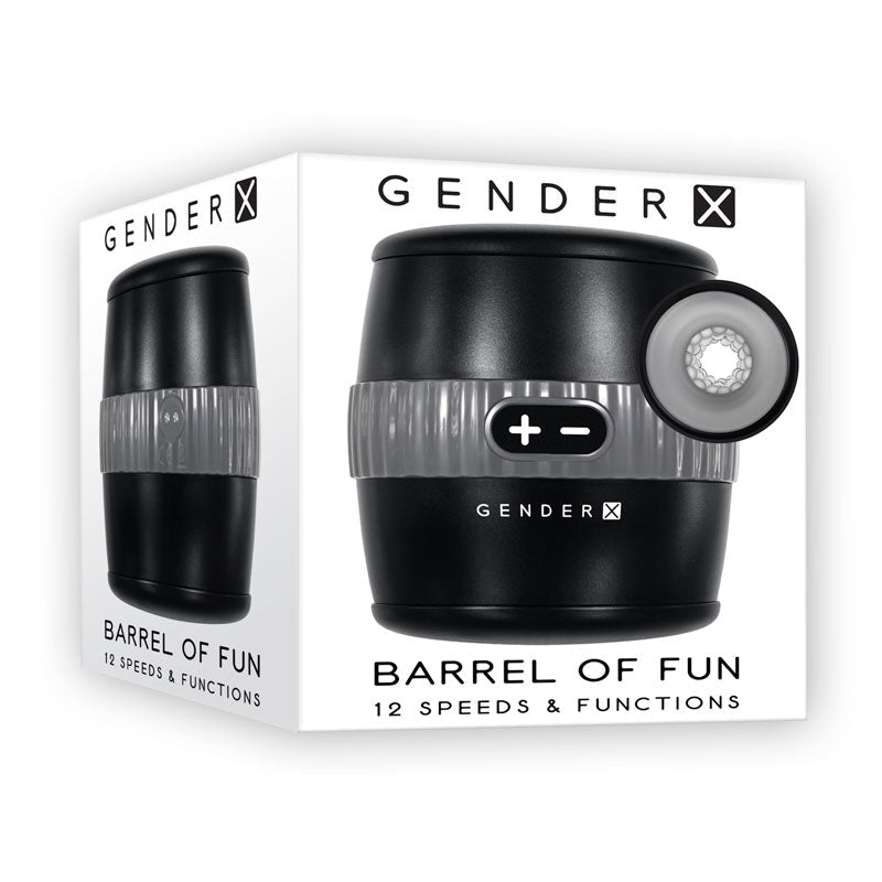 Gender X BARREL OF FUN - Black USB Rechargeable Stroker - Silk and Sin