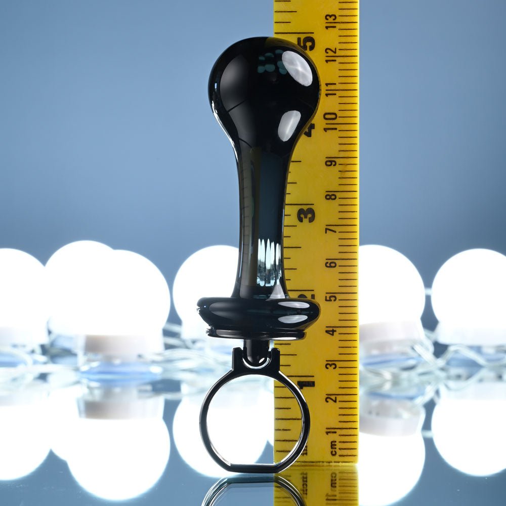 Gender X BLOW POP - Black 12.8 cm Glass Plug with Ring Pull - Silk and Sin