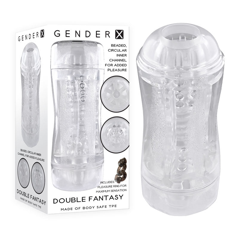Gender X DOUBLE FANTASY - Clear Double Ended Stroker - silkandsin