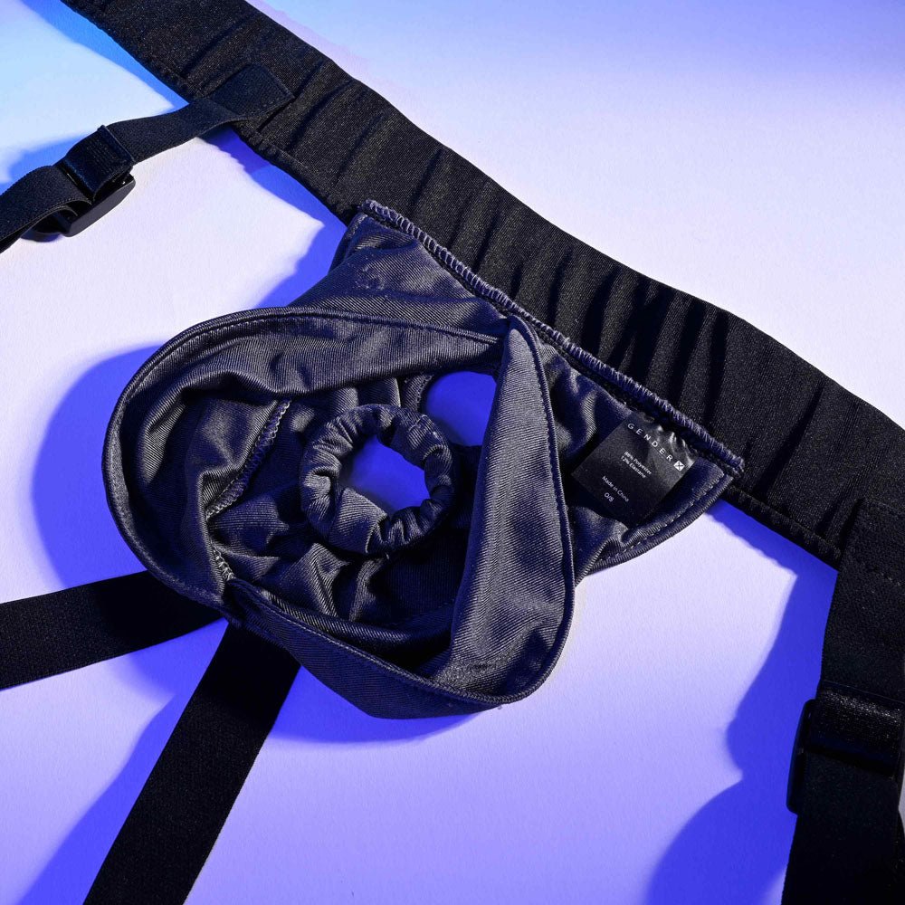 Gender X DOUBLE RIDER - Black Adjustable Strap-On Harness (No Probe Included) - Silk and Sin