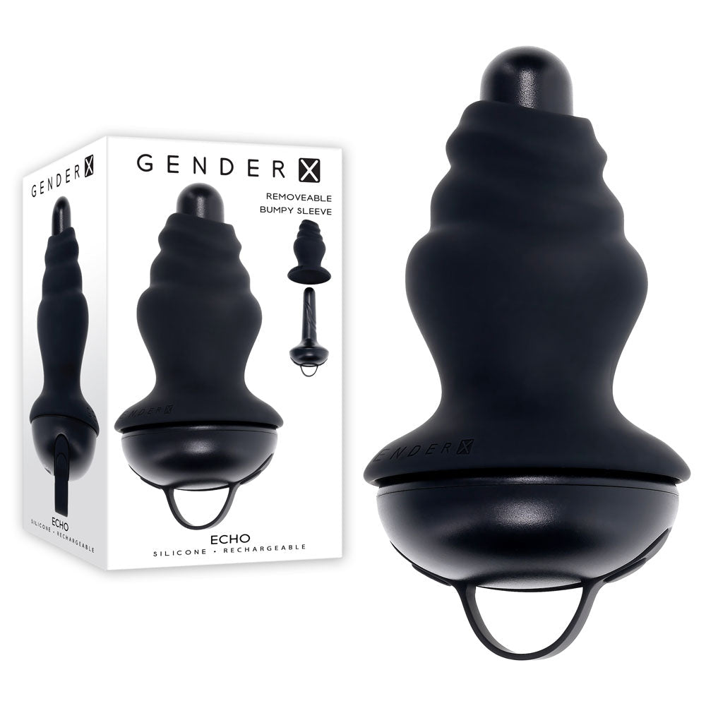 Gender X ECHO - Black 15.3 cm USB Rechargeable Butt Plug - Silk and Sin