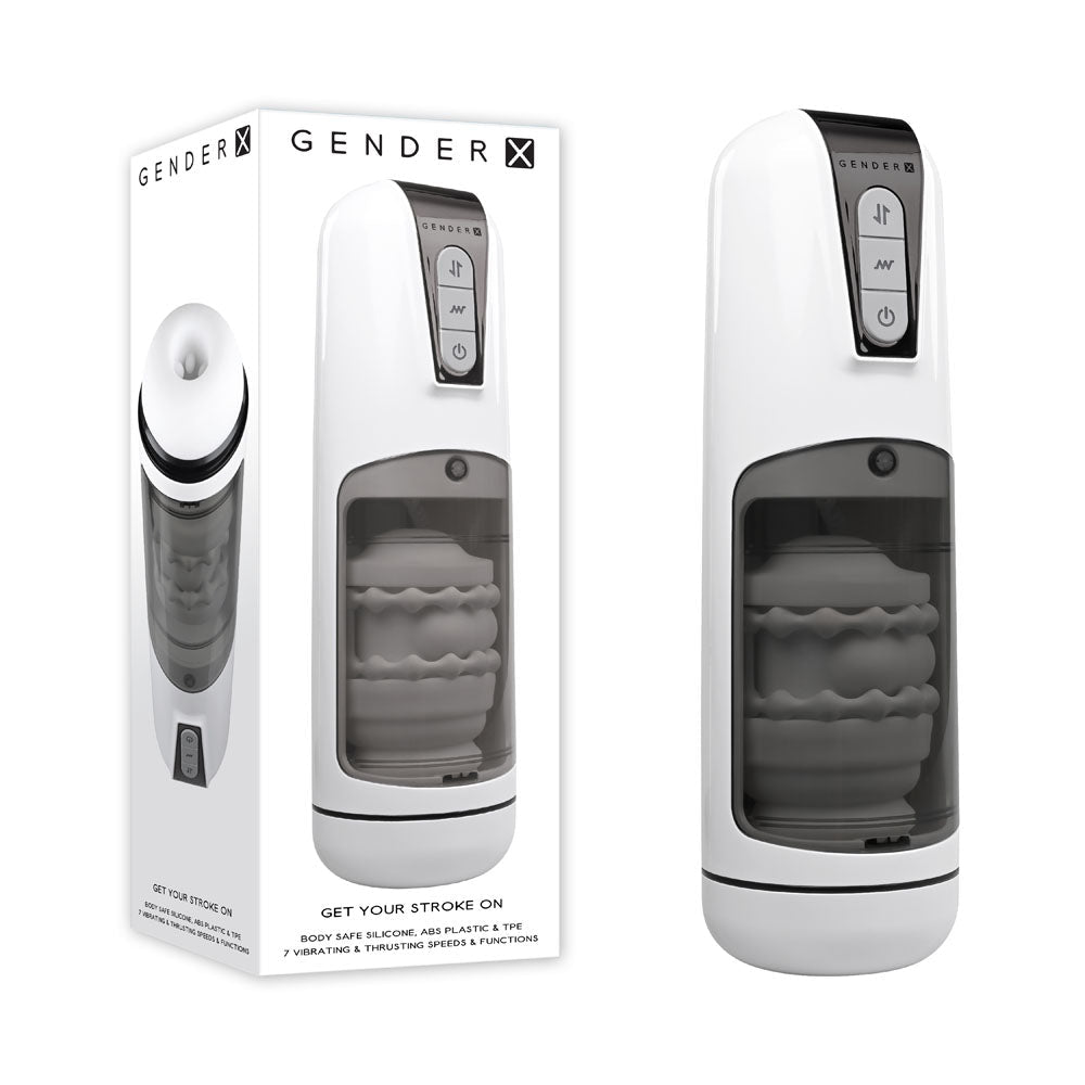 Gender X GET YOUR STROKE ON - USB Rechargeable Thrusting & Vibrating Auto Masturbator - Silk and Sin