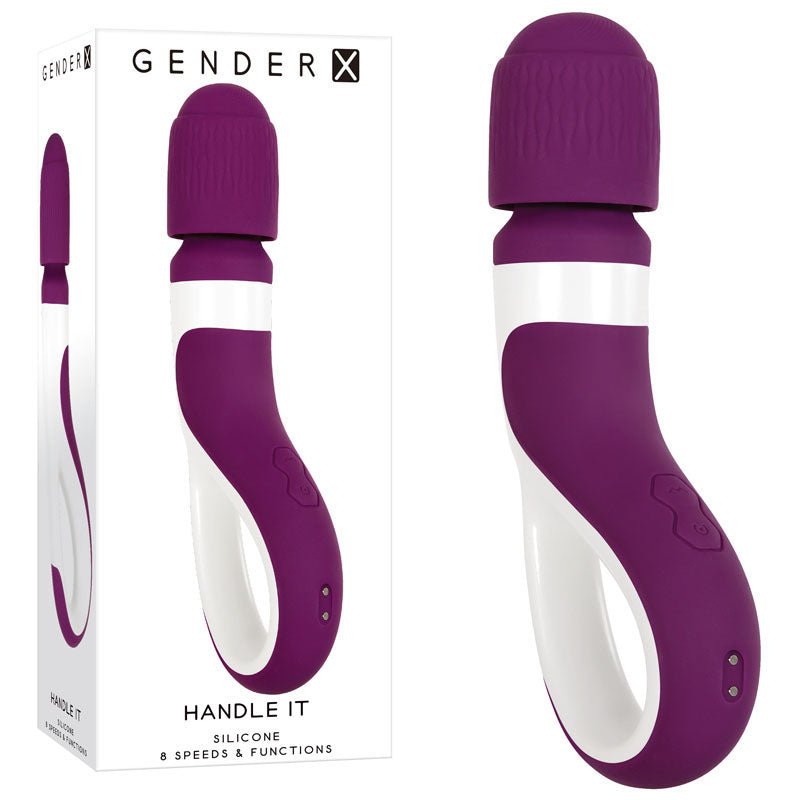 Gender X HANDLE IT - Purple/White USB Rechargeable Massager Wand - Silk and Sin