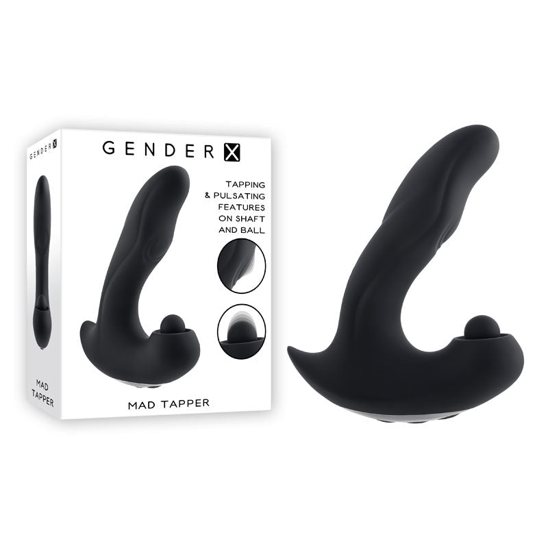 Gender X MAD TAPPER - Black USB Rechargeable Double Tapping Vibrating Massager - Silk and Sin