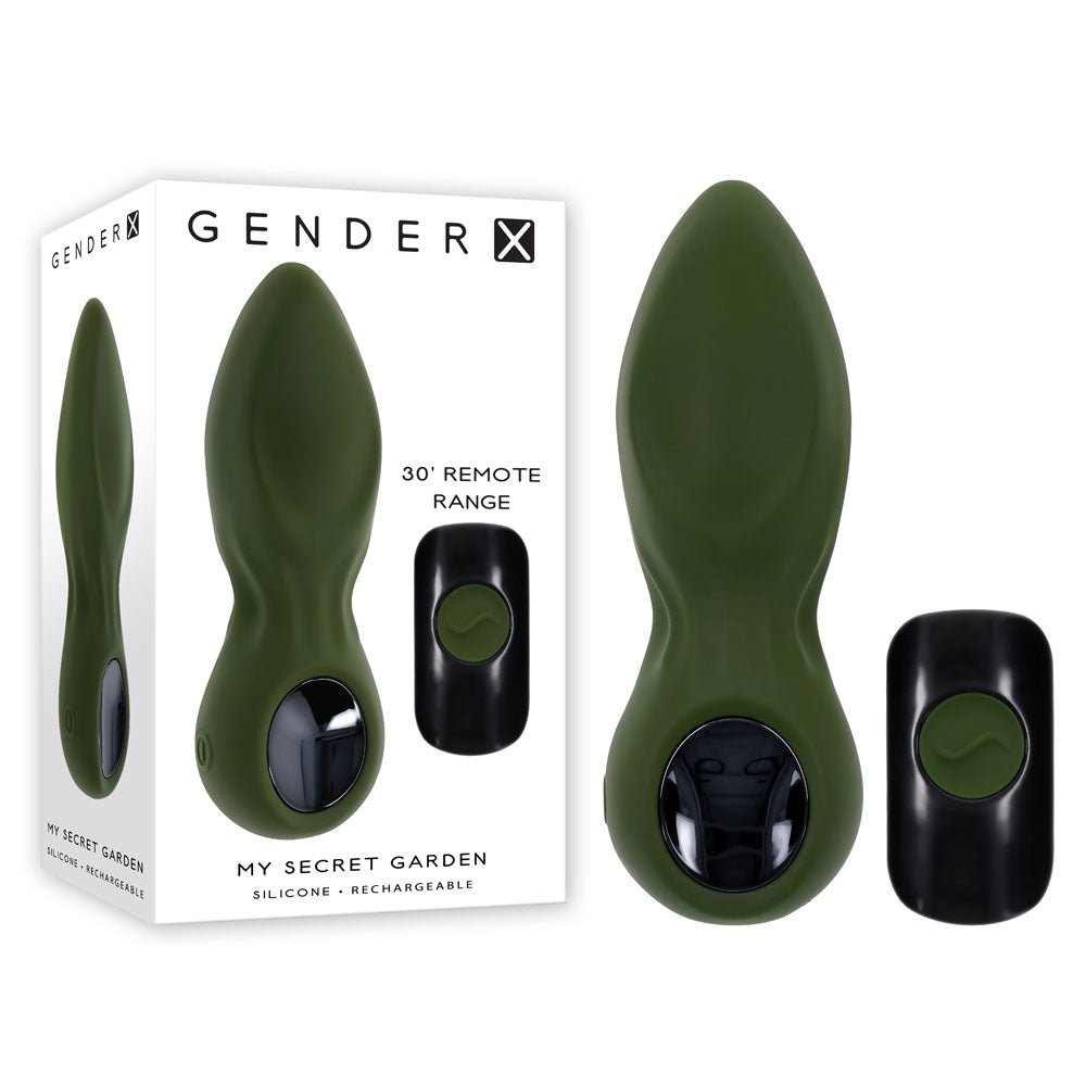 Gender X MY SECRET GARDEN - Green 14.6 cm USB Rechargeable Vibrating Butt Plug with Remote Control - Silk and Sin
