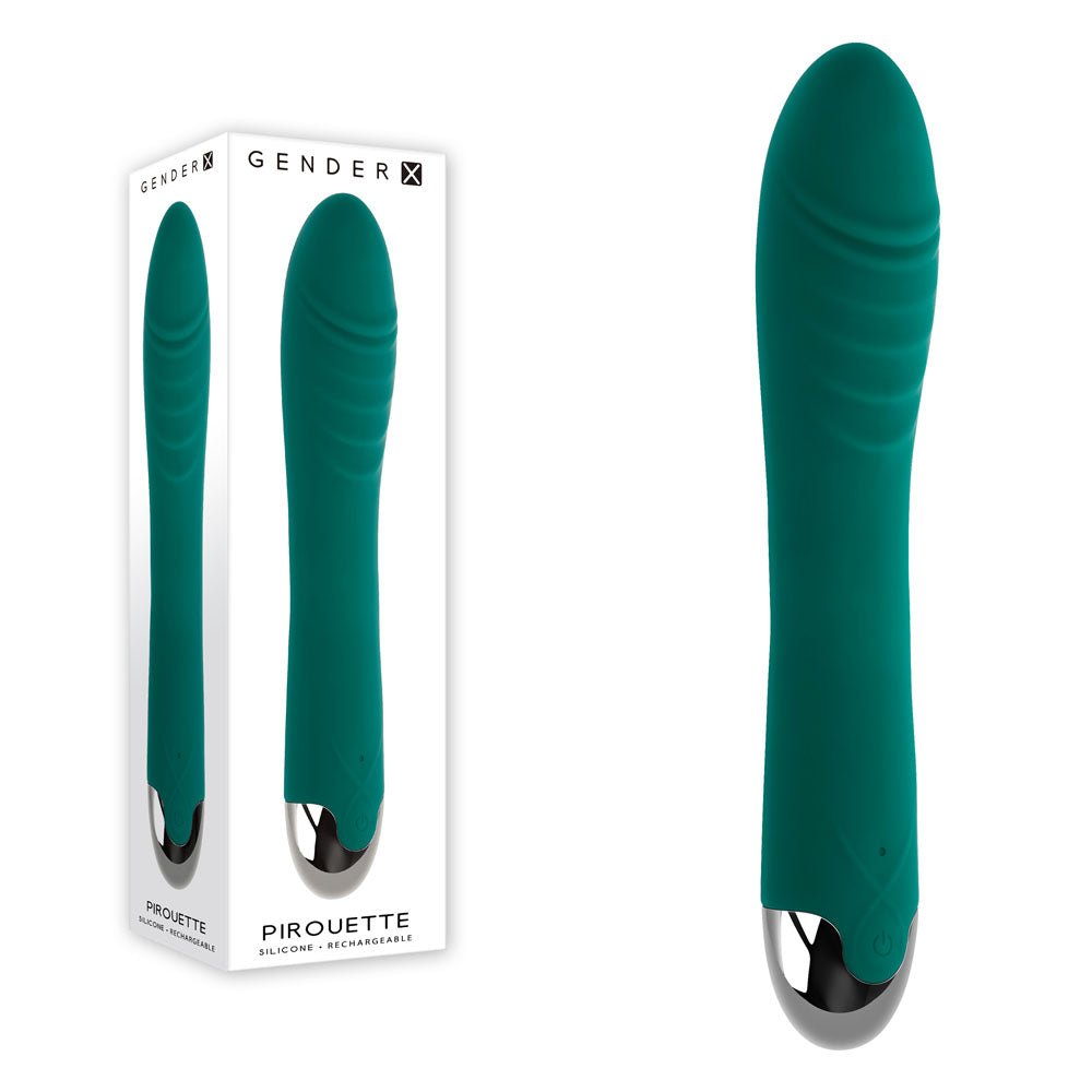 Gender X PIROUETTE - Green 20.6 cm USB Rechargeable Vibrator - Silk and Sin