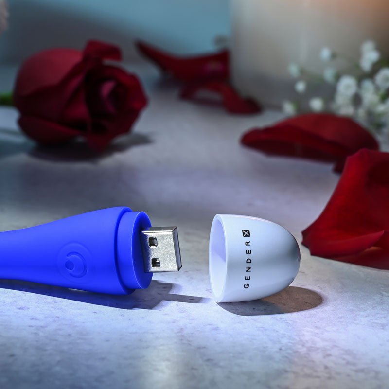 Gender X PLAY BALL - Blue 25 cm USB Rechargeable Thrusting & Vibrating Orbs - Silk and Sin