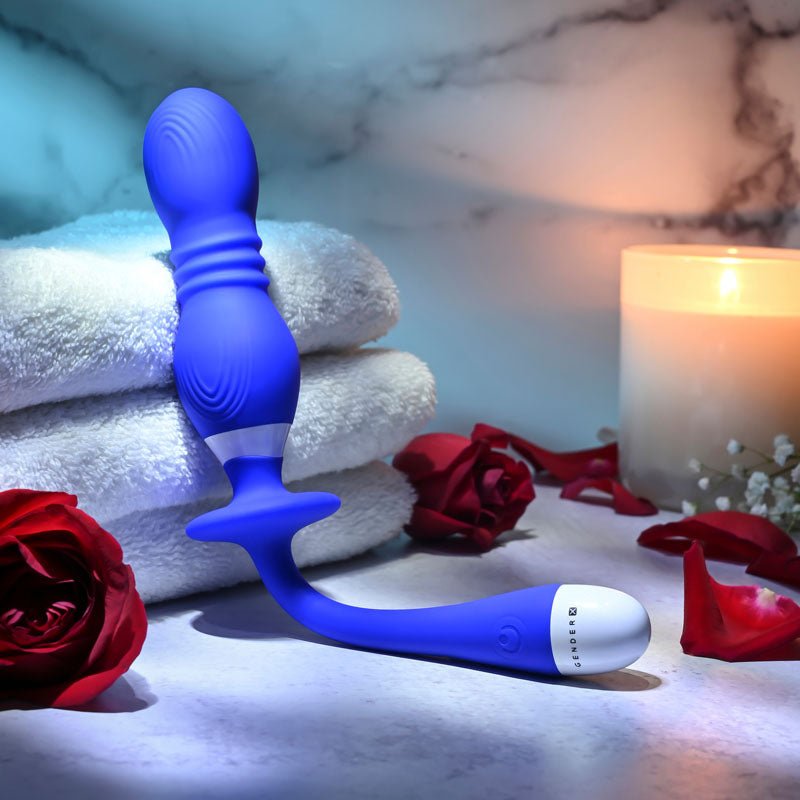 Gender X PLAY BALL - Blue 25 cm USB Rechargeable Thrusting & Vibrating Orbs - Silk and Sin
