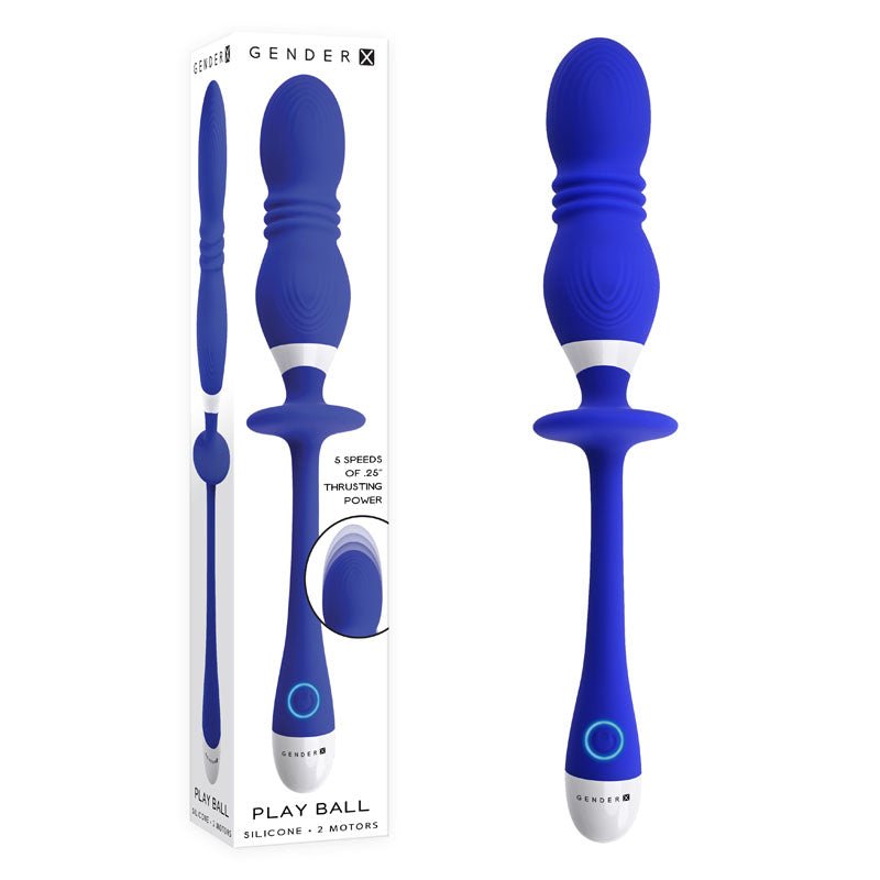 Gender X PLAY BALL - Blue 25 cm USB Rechargeable Thrusting & Vibrating Orbs - Silk and Sin