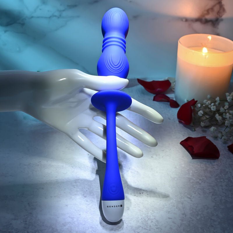 Gender X PLAY BALL - Blue 25 cm USB Rechargeable Thrusting & Vibrating Orbs - Silk and Sin