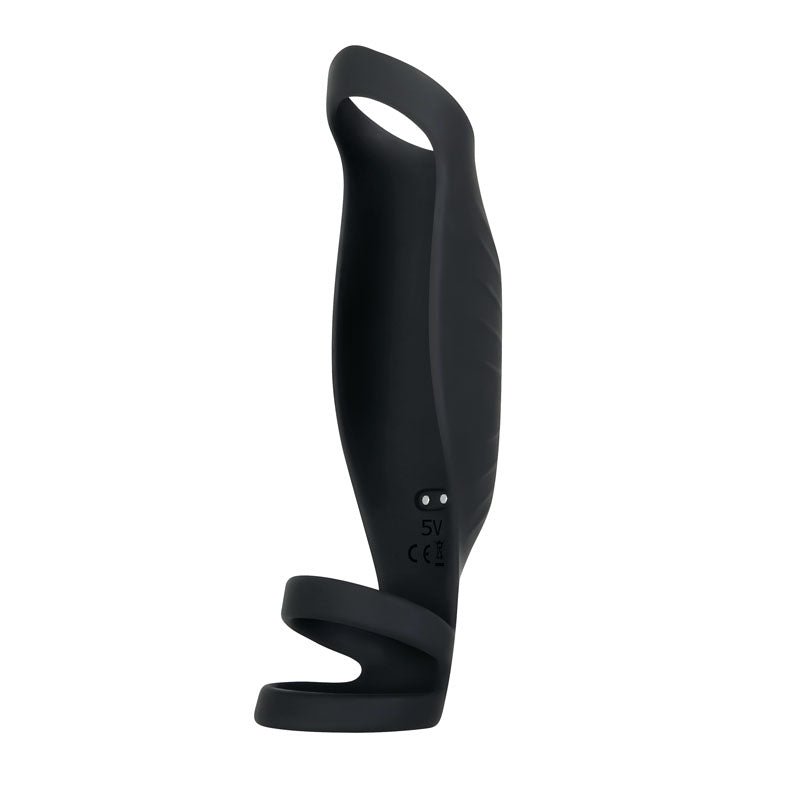 Gender X ROCKETEER - Black USB Rechargeable Vibrating Penis Sleeve - Silk and Sin