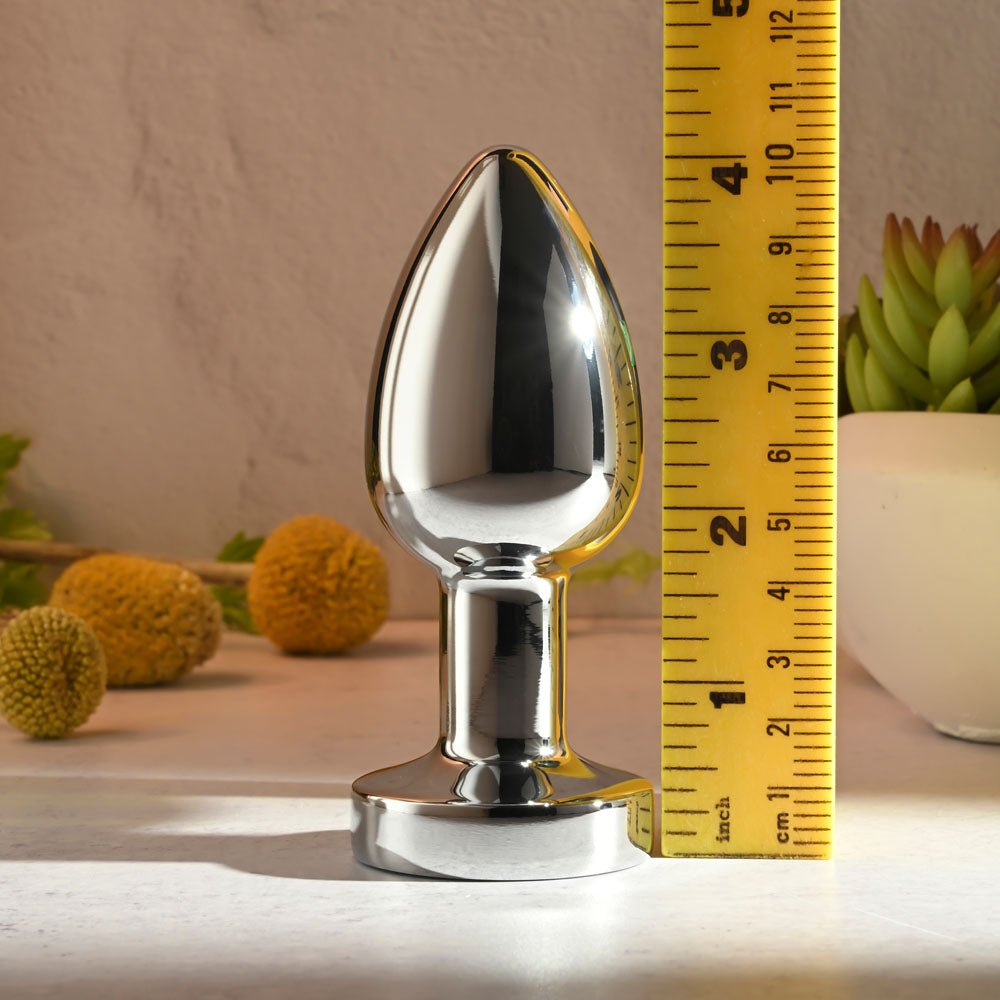 Gender X ROCKIN METAL PLUG XL - Chrome 10.5 cm USB Rechargeable Vibrating XL Butt Plug - Silk and Sin