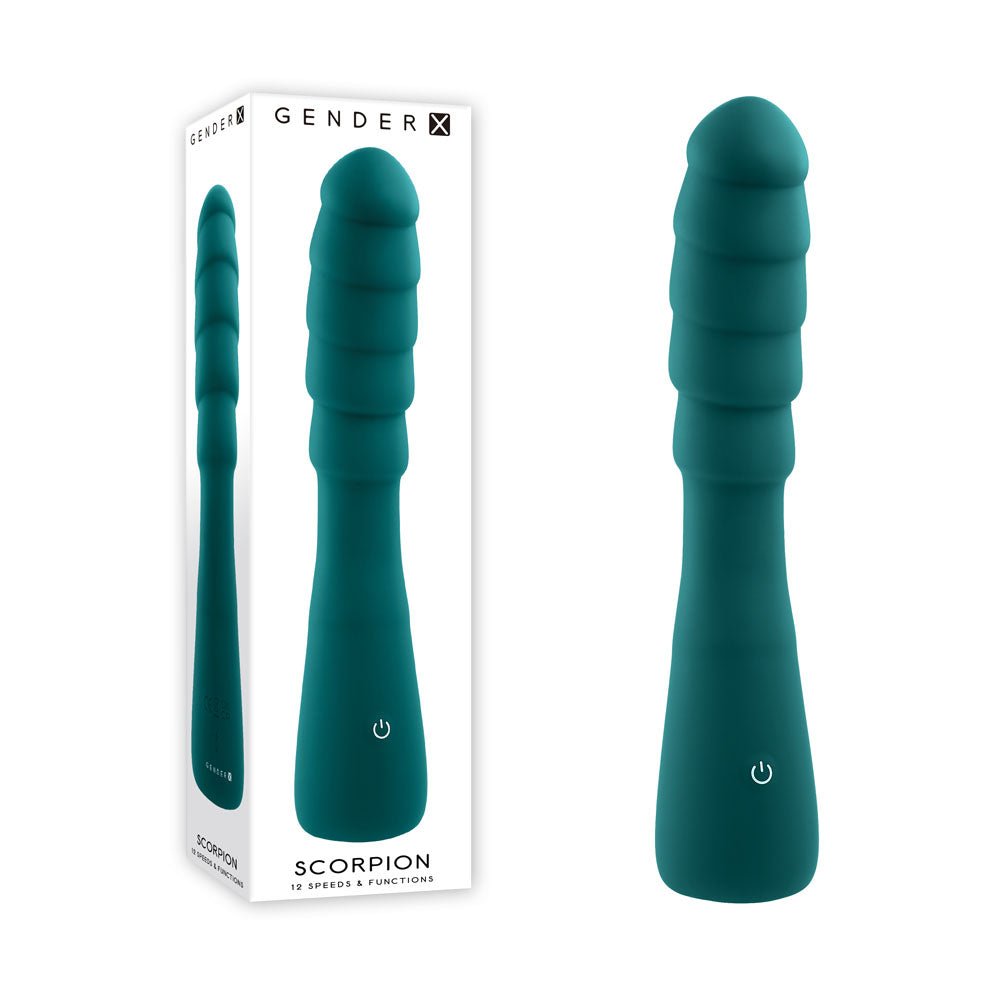 Gender X SCORPION - Green 21.2 cm USB Rechargeable Vibrator - Silk and Sin