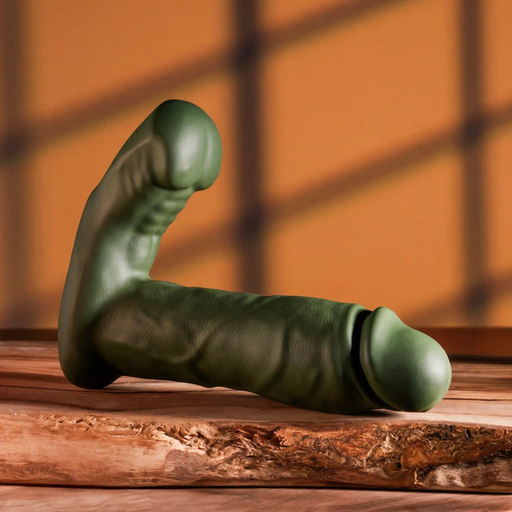 Gender X THE HUNK - Green 15.2 cm USB Rechargeable Thrusting Vibrator with Remote - Silk and Sin