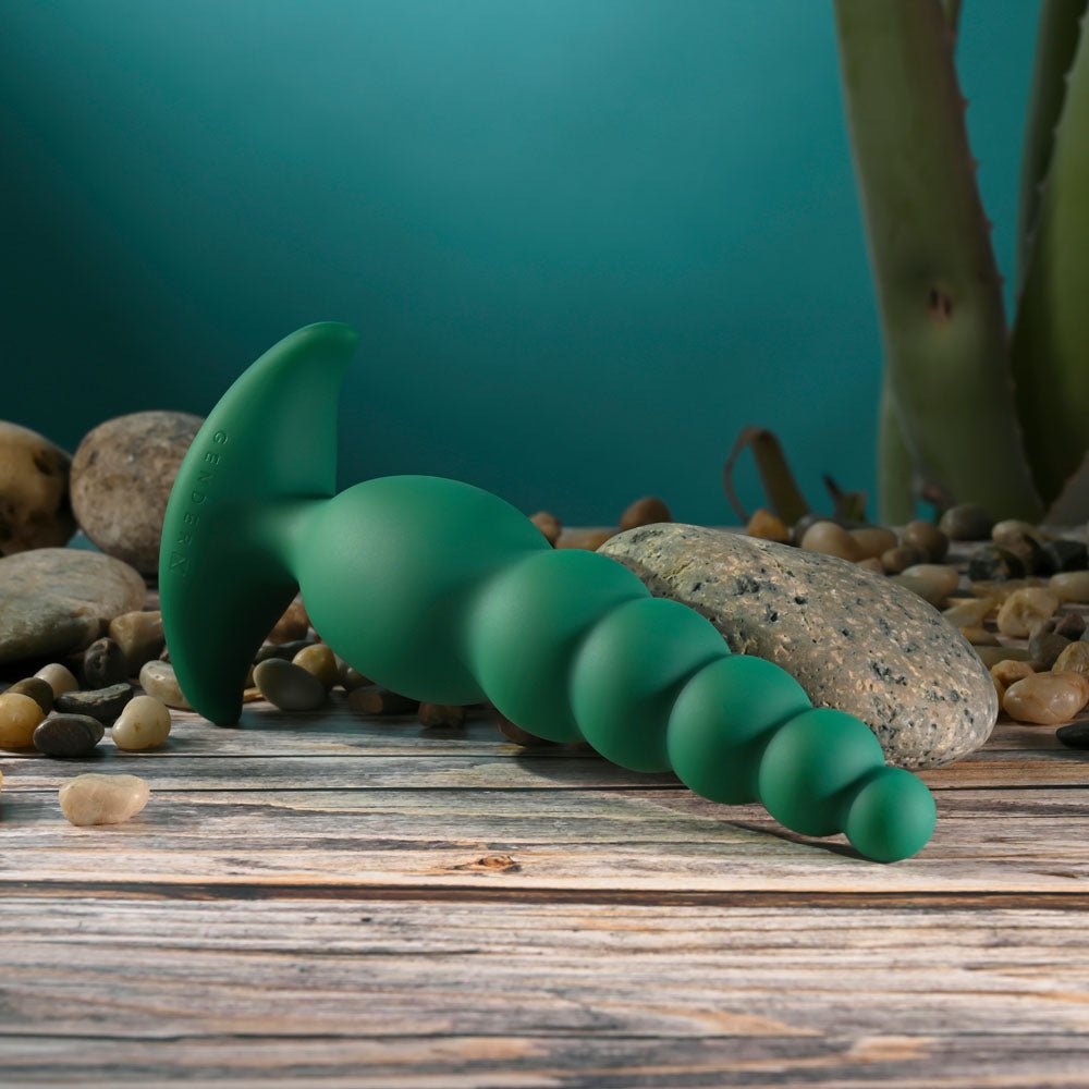 Gender X THE RATTLER - Green 17 cm USB Rechargeable Vibrating and Twirling Anal Plug - Silk and Sin
