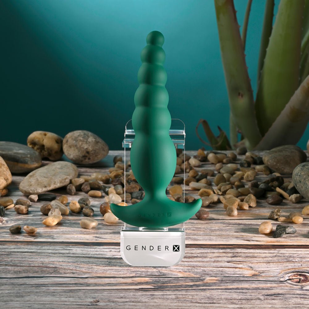 Gender X THE RATTLER - Green 17 cm USB Rechargeable Vibrating and Twirling Anal Plug - Silk and Sin