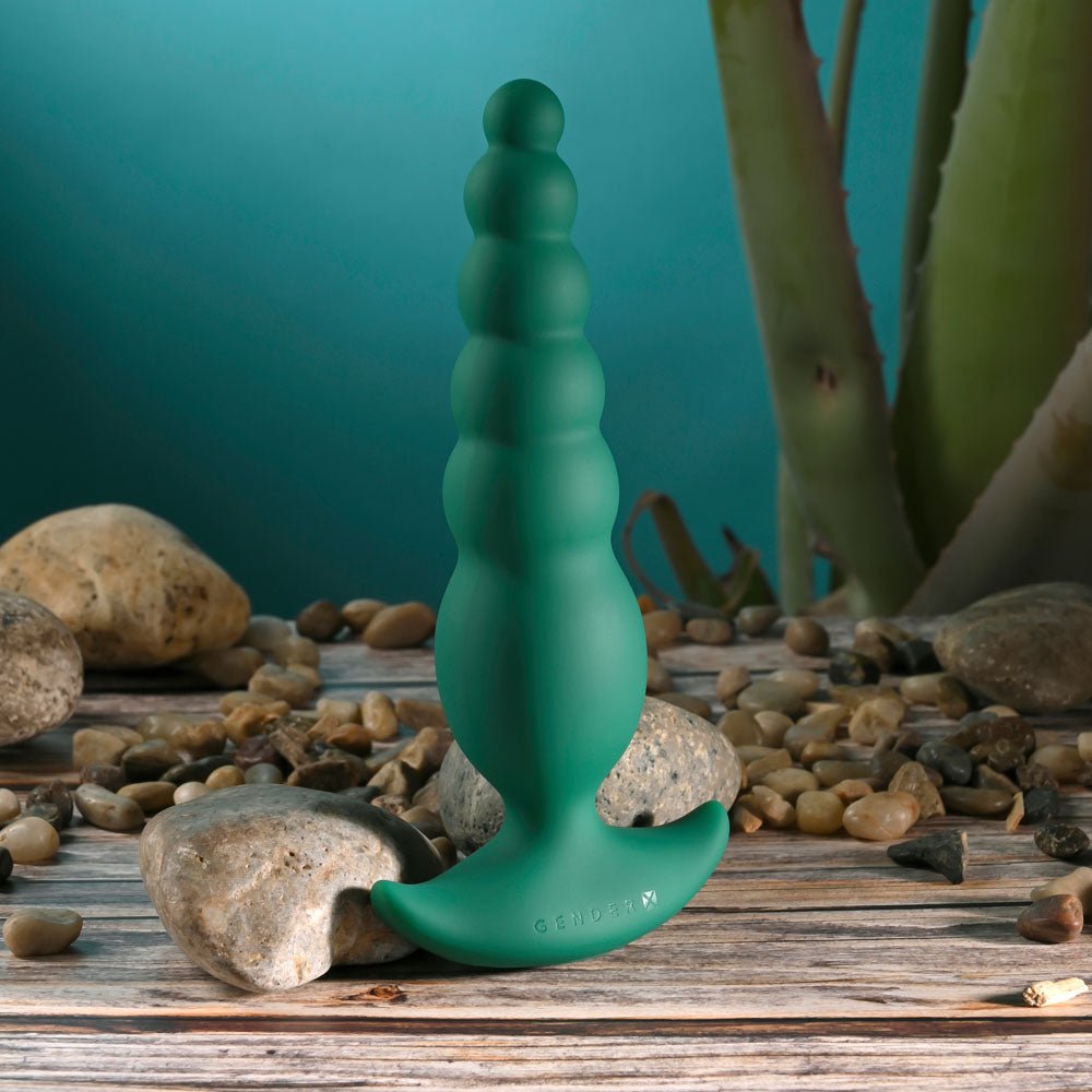 Gender X THE RATTLER - Green 17 cm USB Rechargeable Vibrating and Twirling Anal Plug - Silk and Sin