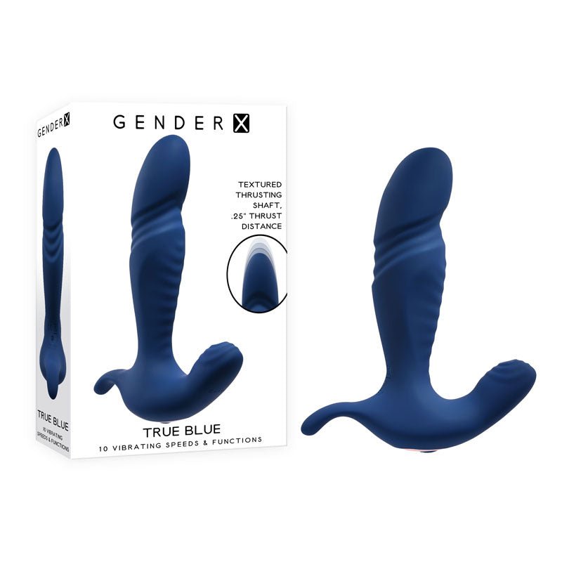 Gender X TRUE BLUE - Blue 13.5 cm USB Rechargeable Thrusting Prostate Massager - Silk and Sin
