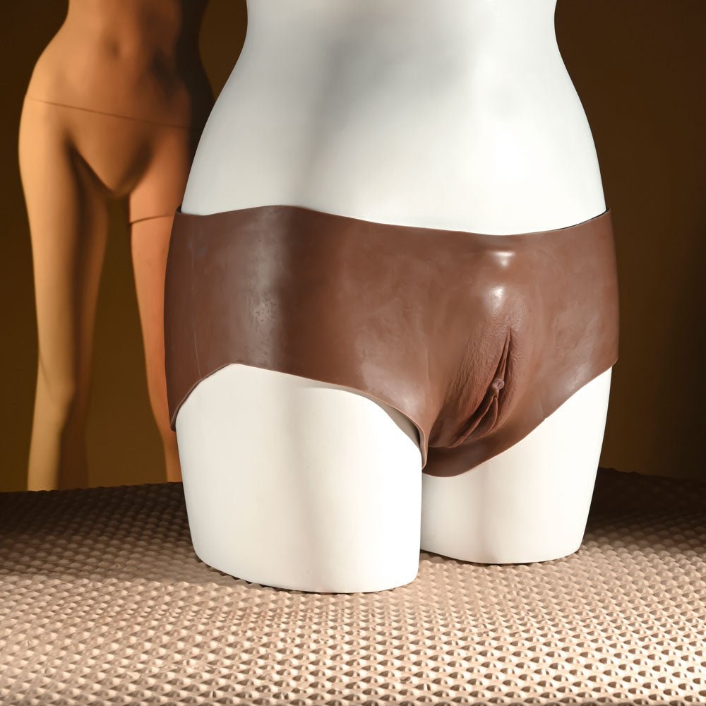 Gender X UNDERGARMENTS - BRIEFS - Dark - Brown Wearable Vagina Briefs - Silk and Sin