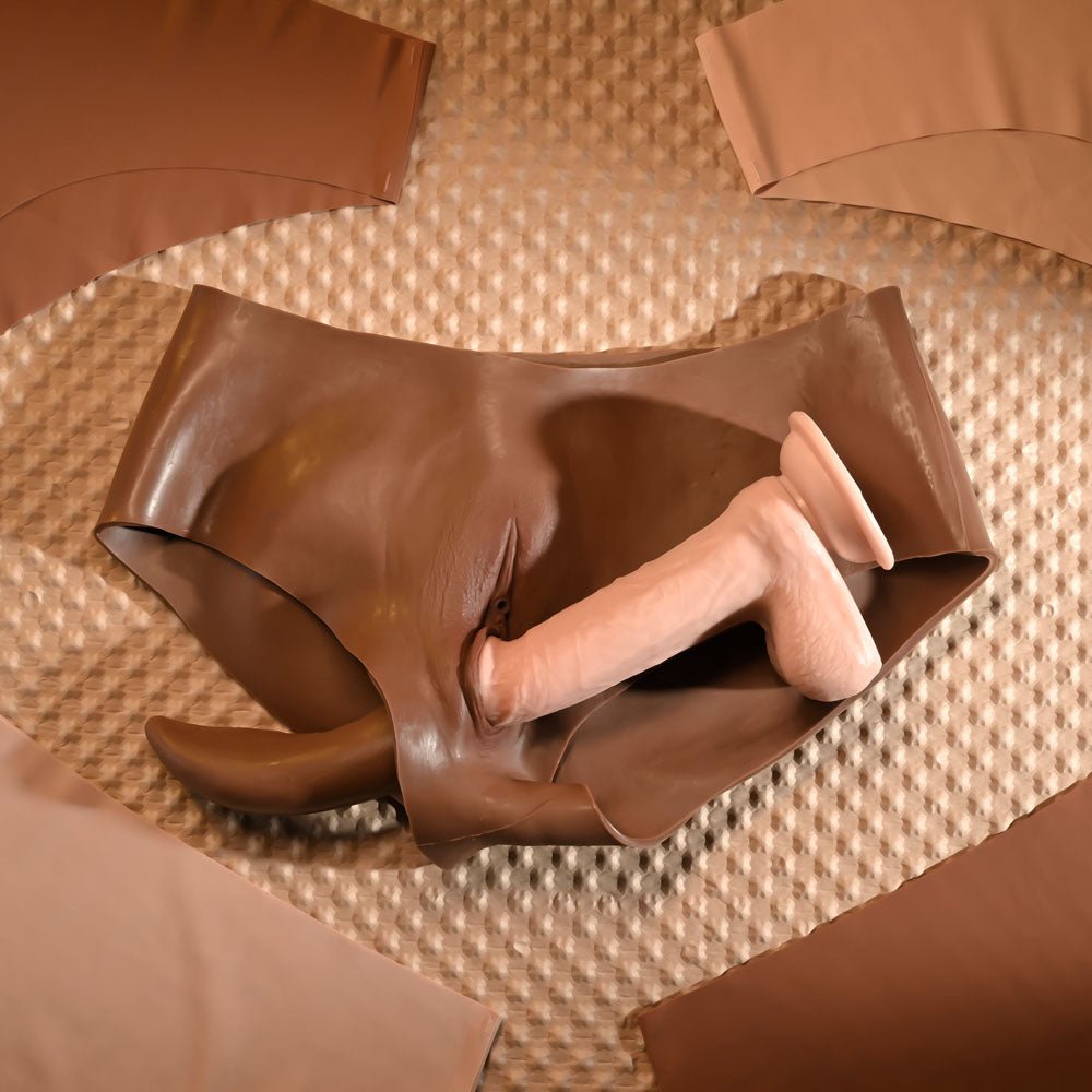 Gender X UNDERGARMENTS - BRIEFS - Dark - Brown Wearable Vagina Briefs - Silk and Sin