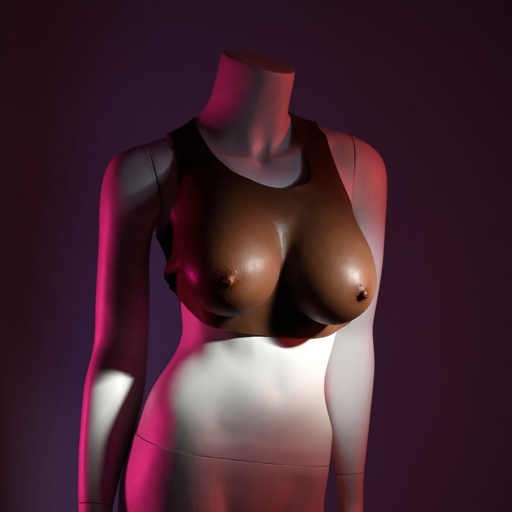 Gender X UNDERGARMENTS - PLATE D-CUP - Dark - Brown Wearable Breasts - D-Cup Size - Silk and Sin