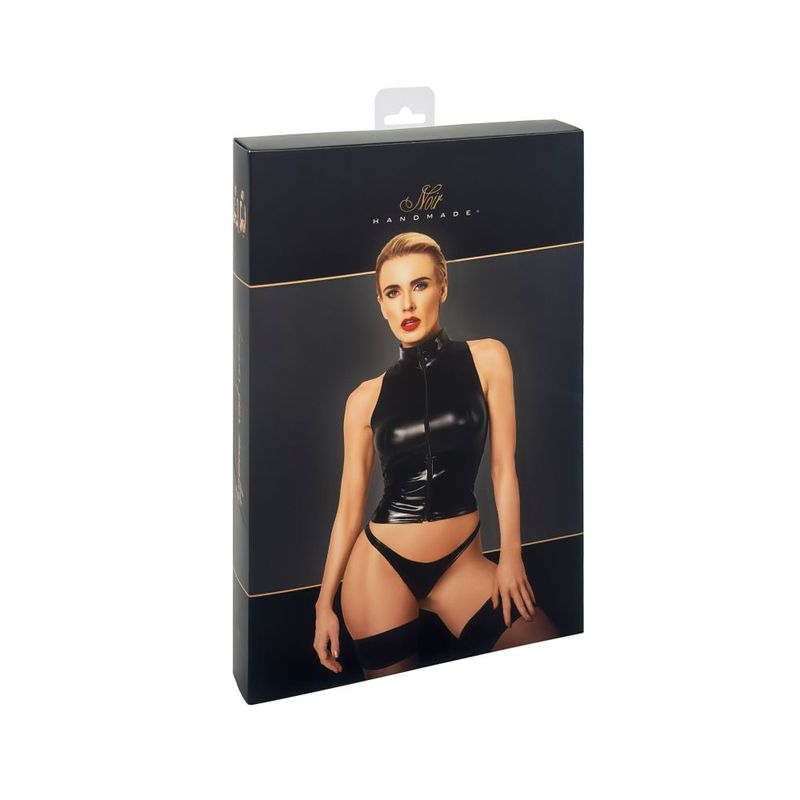 Glam Wetlook Top w Vinyl Corset - Silk and Sin