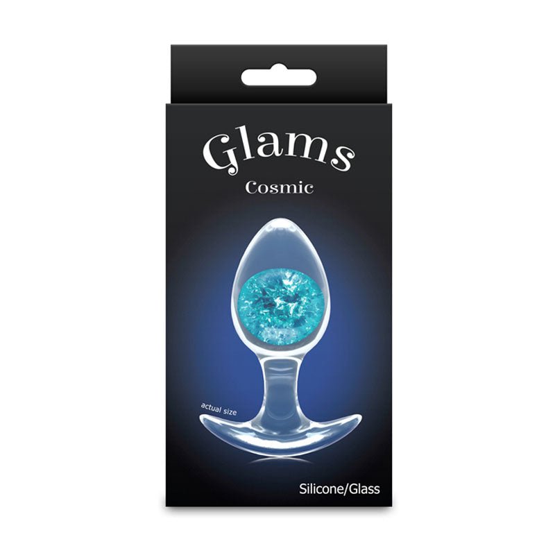 Glams Cosmic - Medium - Blue - Clear/Blue 9.5 cm Small Butt Plug - Silk and Sin