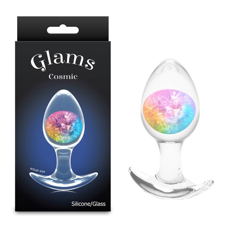 Glams Cosmic - Medium - Rainbow - Clear/Rainbow 9.5 cm Small Butt Plug - Silk and Sin