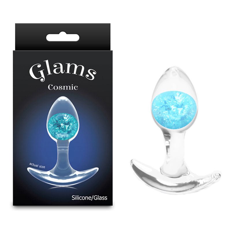 Glams Cosmic - Small - Blue - Clear/Blue 8.1 cm Small Butt Plug - Silk and Sin