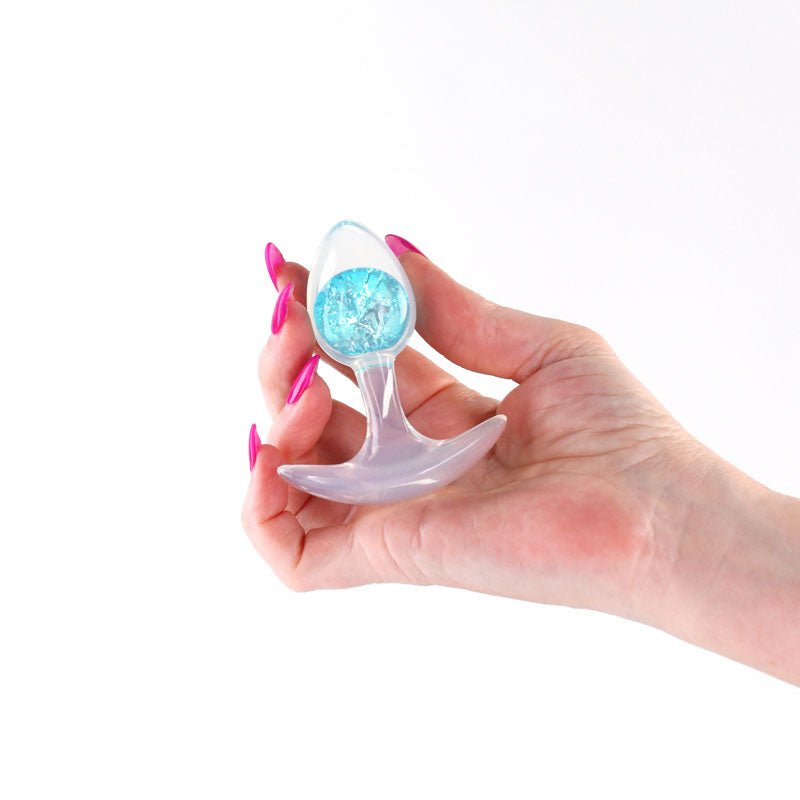 Glams Cosmic - Small - Blue - Clear/Blue 8.1 cm Small Butt Plug - Silk and Sin