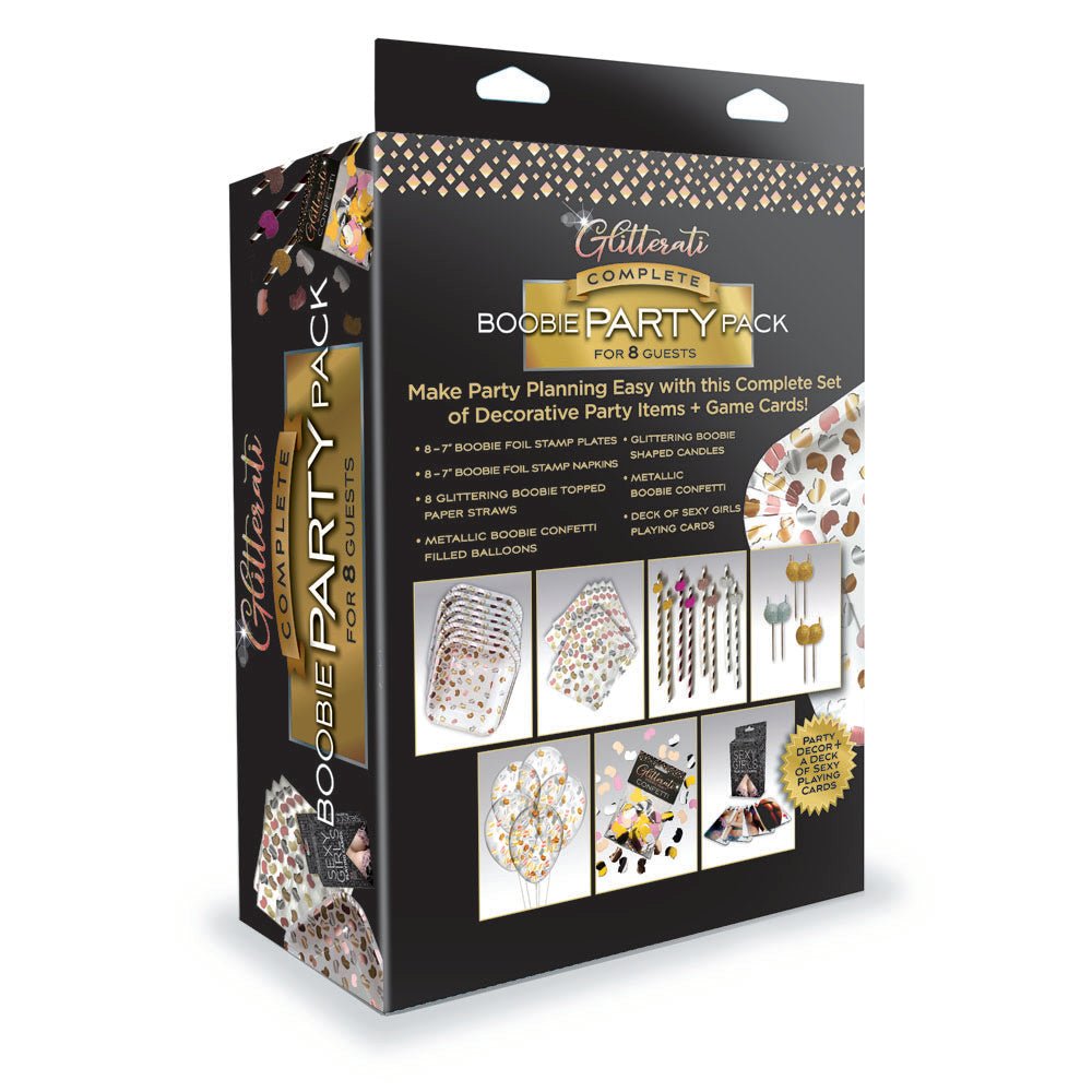 Glitterati Complete Boobie Party Pack - Party Set for 8 People - Silk and Sin