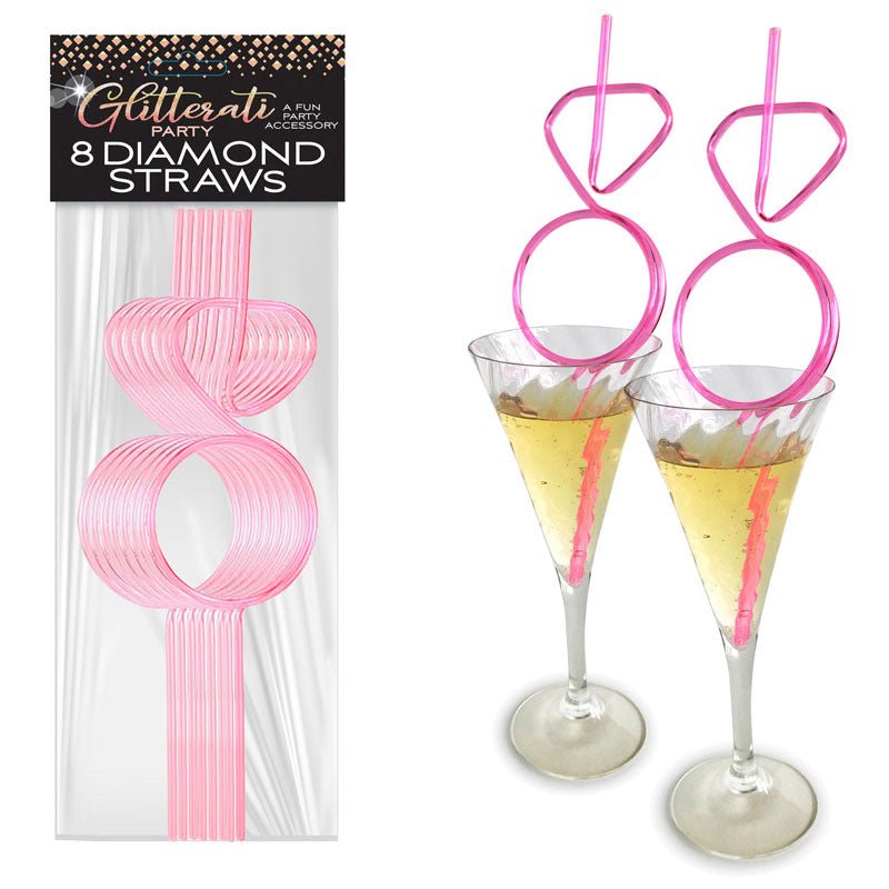 Glitterati - Diamond Ring Straws Set - Hens Party Novelty - Set of 8 - Silk and Sin