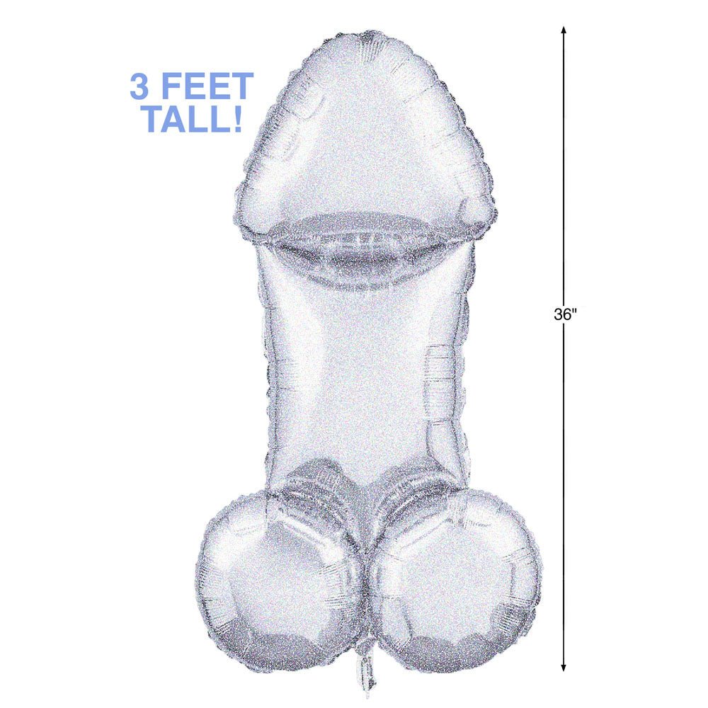 Glitterati - Disco Party Giant Penis Mylar Balloon - Hens Party Novelty - 90 cm Length - Silk and Sin