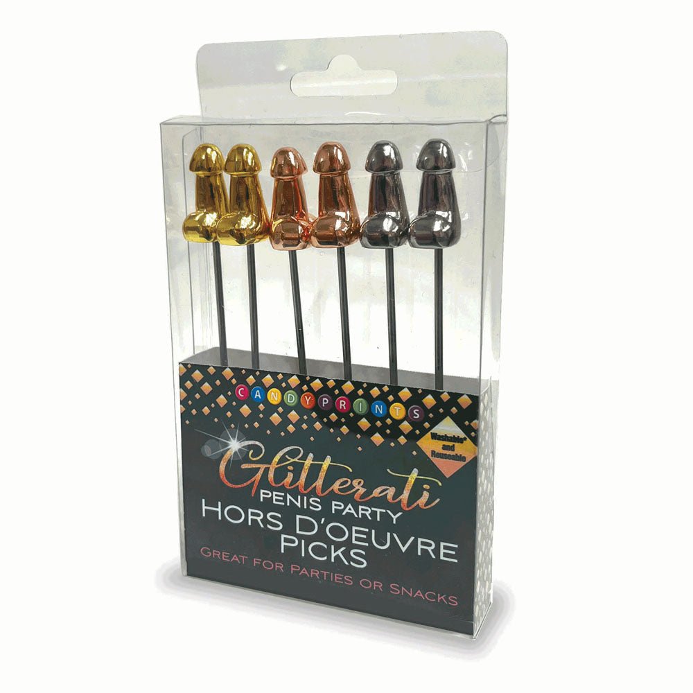 Glitterati Hors d'Oeuvre Picks - 6 Pack - Stainless Steel 18 cm Food Picks - Set of 6 - Silk and Sin