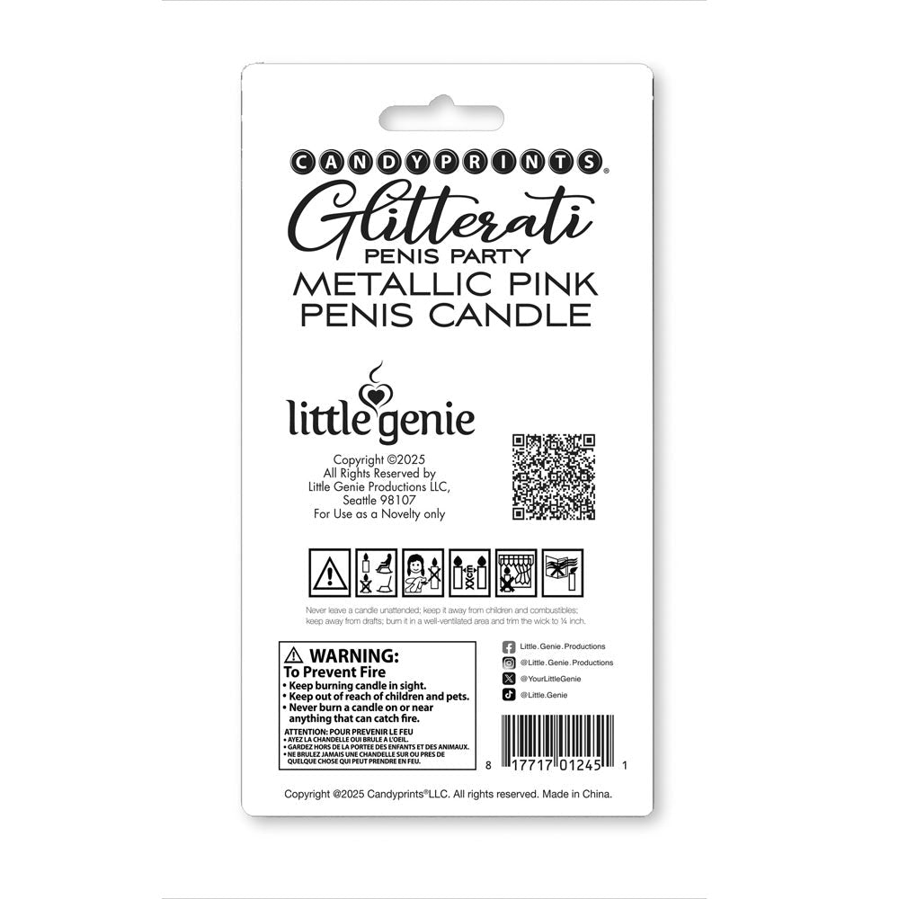 Glitterati Metallic Pink Penis Candle - Rose Gold 10 cm Penis Party Candle - Silk and Sin