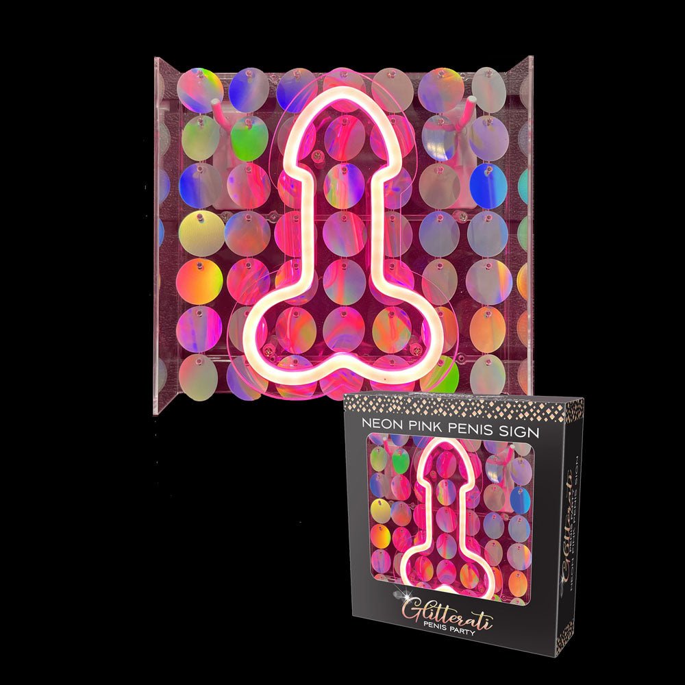 Glitterati Neon Pink Penis Sign - Novelty Neon Light - Silk and Sin