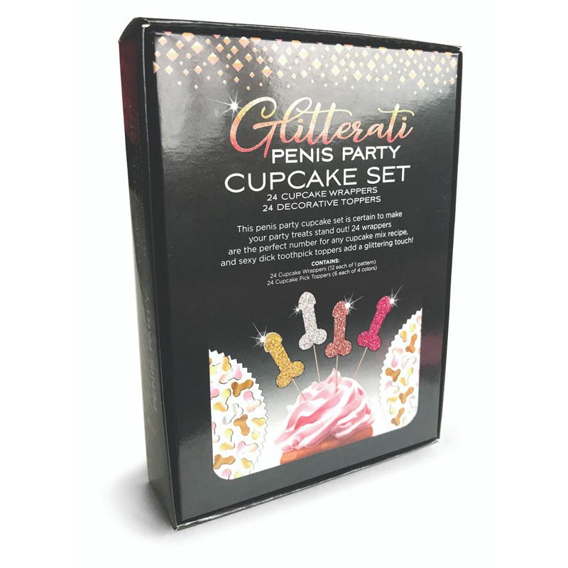 Glitterati - Penis Party Cupcake Set - Party Cupcake Set - Set of 24 - Silk and Sin