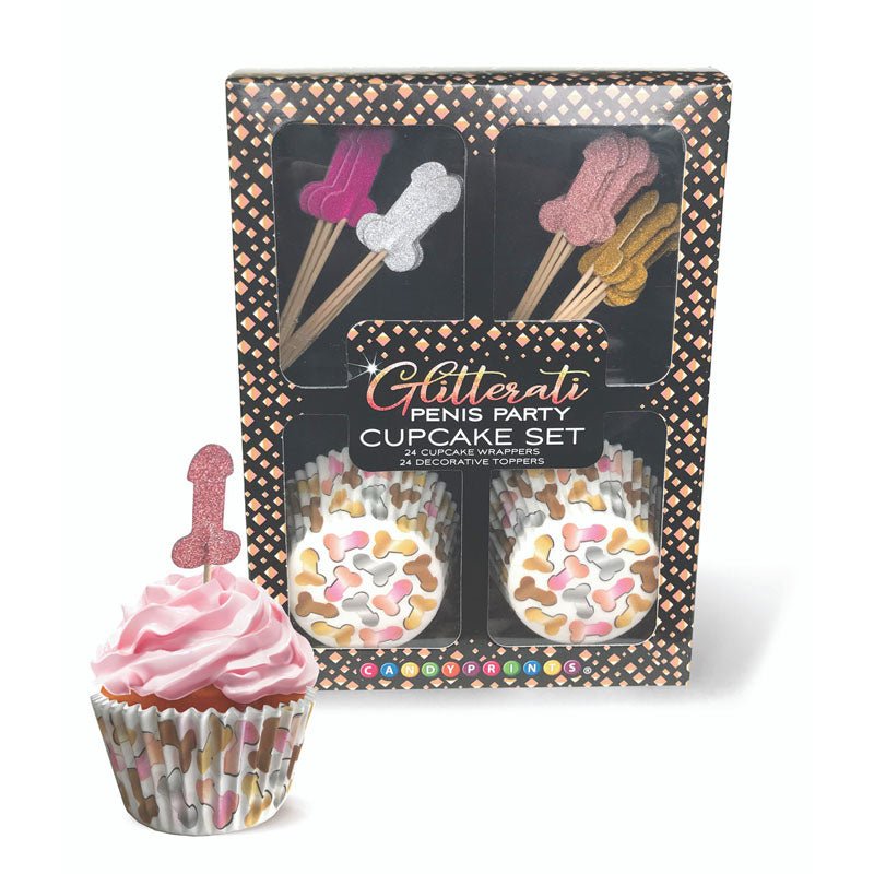 Glitterati - Penis Party Cupcake Set - Party Cupcake Set - Set of 24 - Silk and Sin