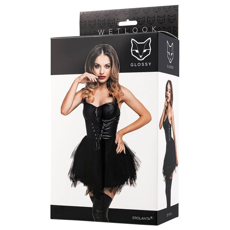 Glossy Elisia Noir Wetlook Dress - Silk and Sin