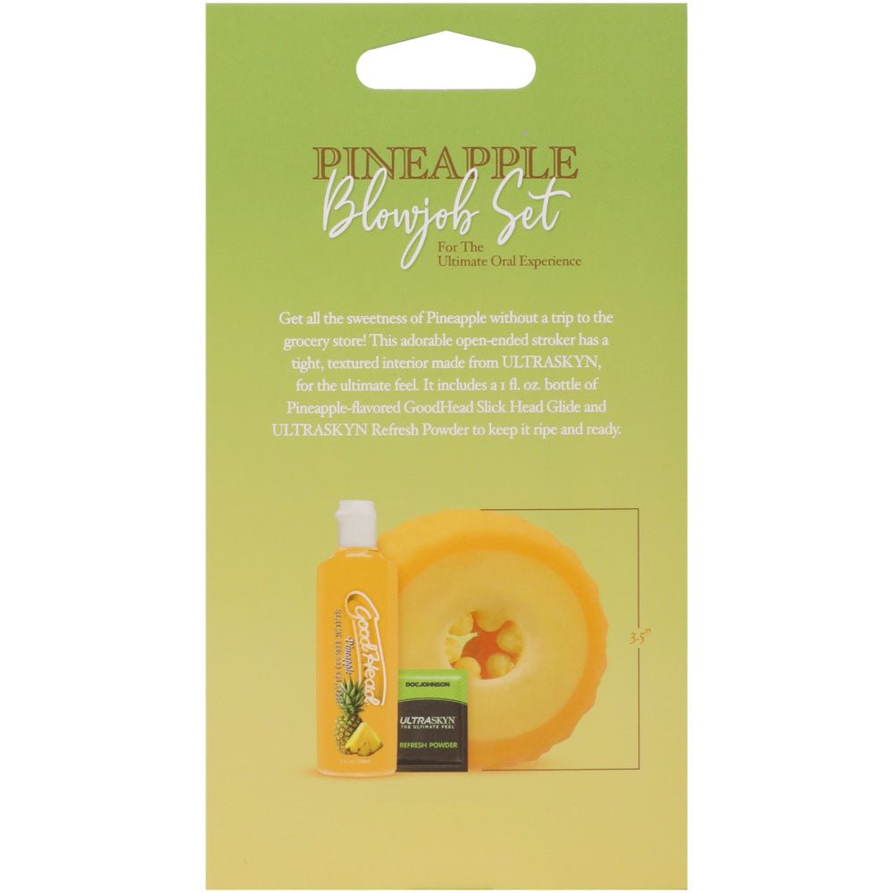 GoodHead Pineapple Blowjob Set - Pineapple Stroker with Pineapple Flavoured Lubricant 30 ml Bottle - Silk and Sin