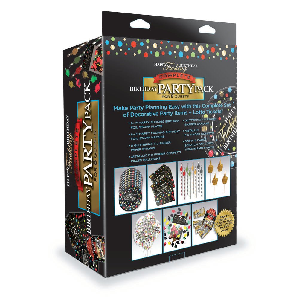 Happy F**king Birthday Complete Party Pack - Party Set for 8 People - Silk and Sin
