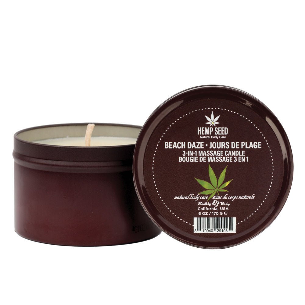 Hemp Seed 3-In-1 Massage Candle - Beach Daze (Coconut & Pineapple) Scented - 170 g - Silk and Sin