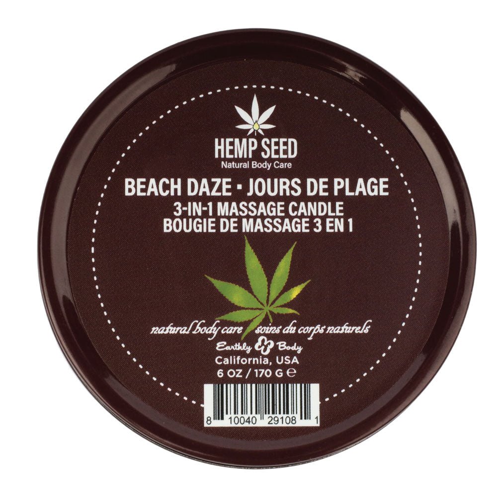 Hemp Seed 3-In-1 Massage Candle - Beach Daze (Coconut & Pineapple) Scented - 170 g - Silk and Sin