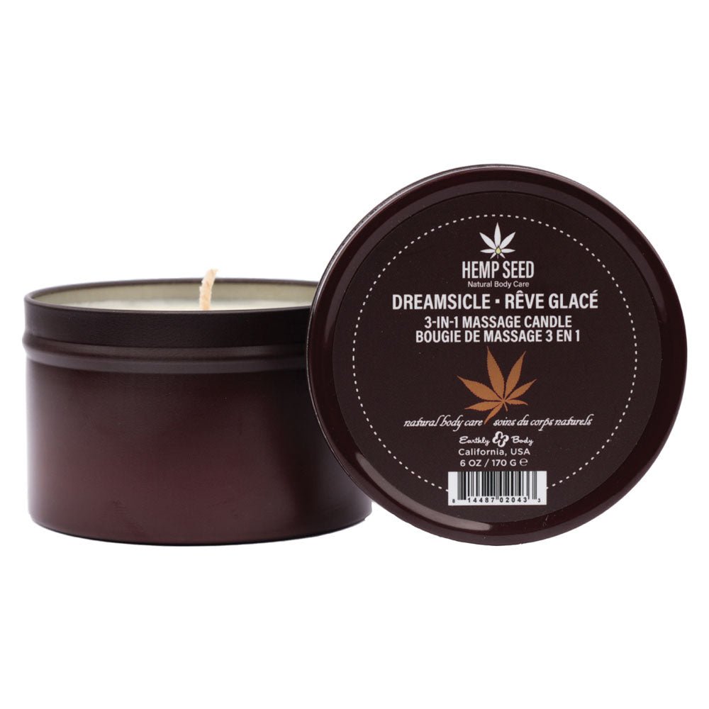 Hemp Seed 3-In-1 Massage Candle - Dreamsicle (Tangerine & Plum) - 170 g - Silk and Sin