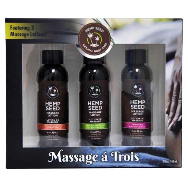 Hemp Seed Massage A Trois - Scented Massage Lotion Kit - 3 Bottle Set - Silk and Sin