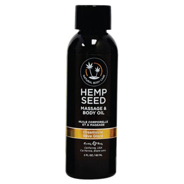 Hemp Seed Massage & Body Oil - Dreamsicle (Tangerine & Plum) Scented - 59 ml Bottle - Silk and Sin