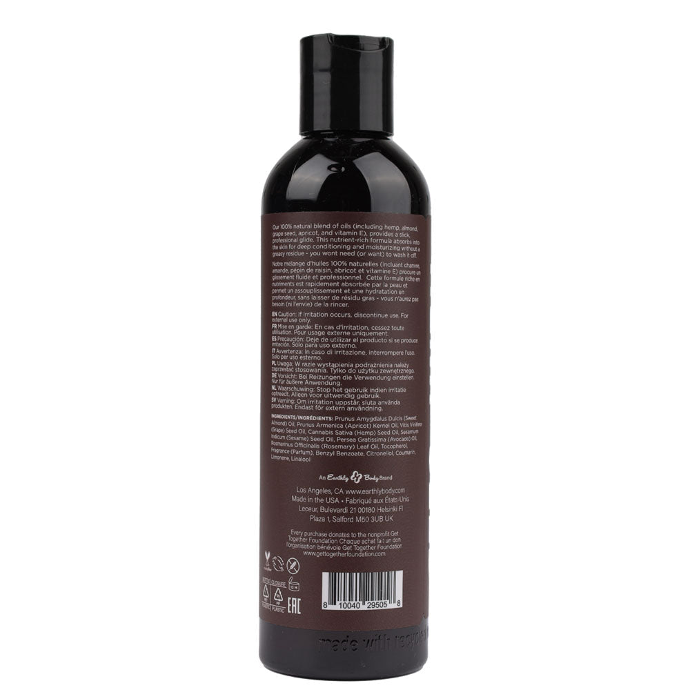 Hemp Seed Massage & Body Oil - Kashmir Musk (Brandy, Magnolia & Vanilla Musk) Scented - 237 ml - Silk and Sin