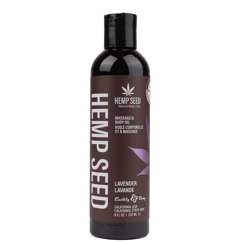 Hemp Seed Massage & Body Oil - Lavender Scented - 237 ml Bottle - Silk and Sin